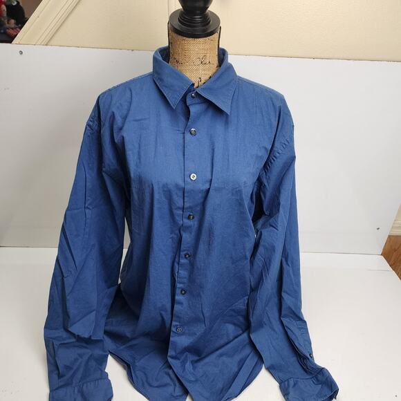 Alfani Long Sleeve Button Down Collared Blue Dress Shirt Men's Size 2XL - Picture 1 of 4